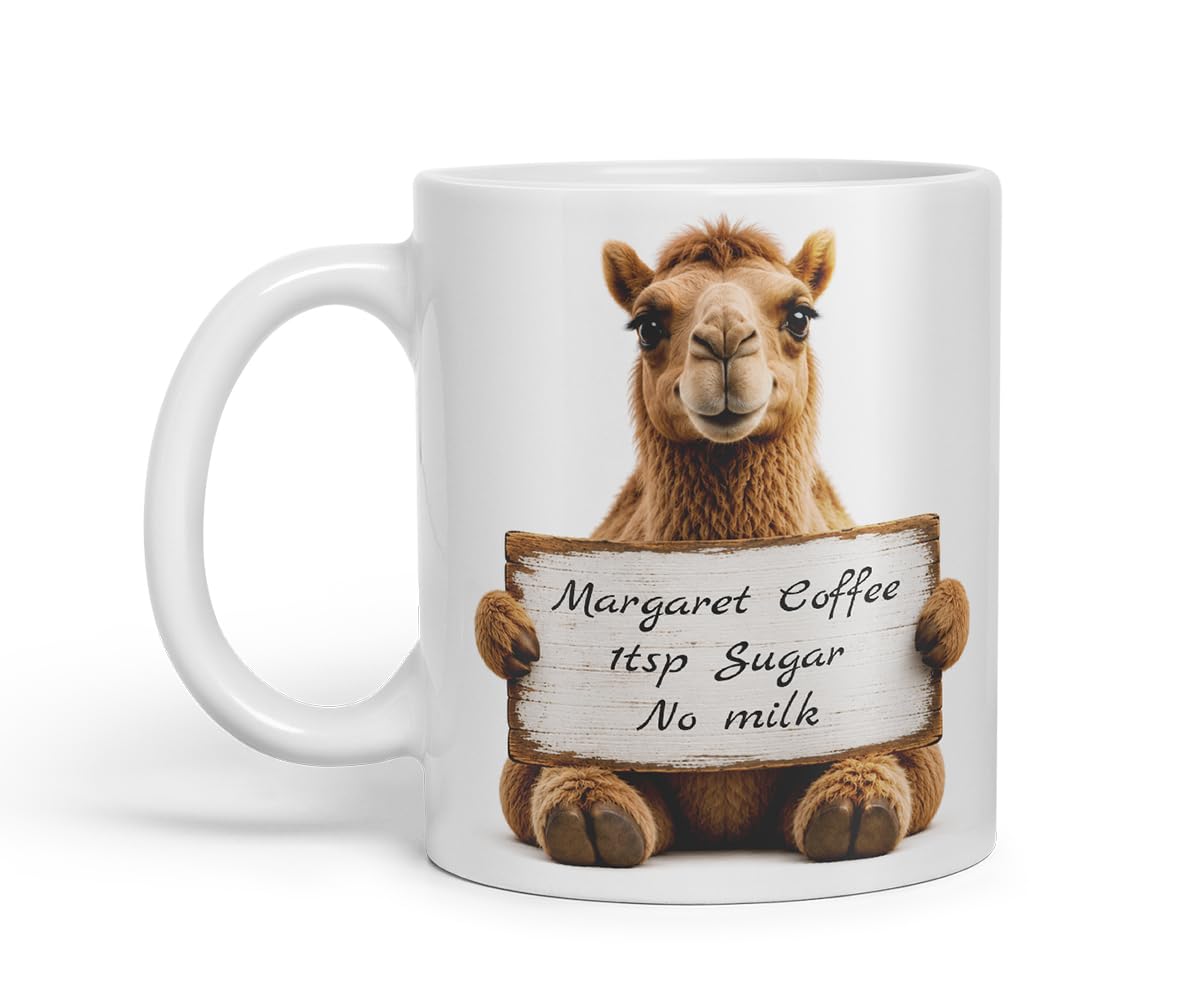 Vixar Personalised Camel Mug with Name or Custom Message – Cute Animal Coloured Ceramic Mug Cup Gift, 11oz (Orange)