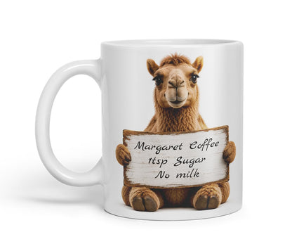 Vixar Personalised Camel Mug with Name or Custom Message – Cute Animal Coloured Ceramic Mug Cup Gift, 11oz (Orange)