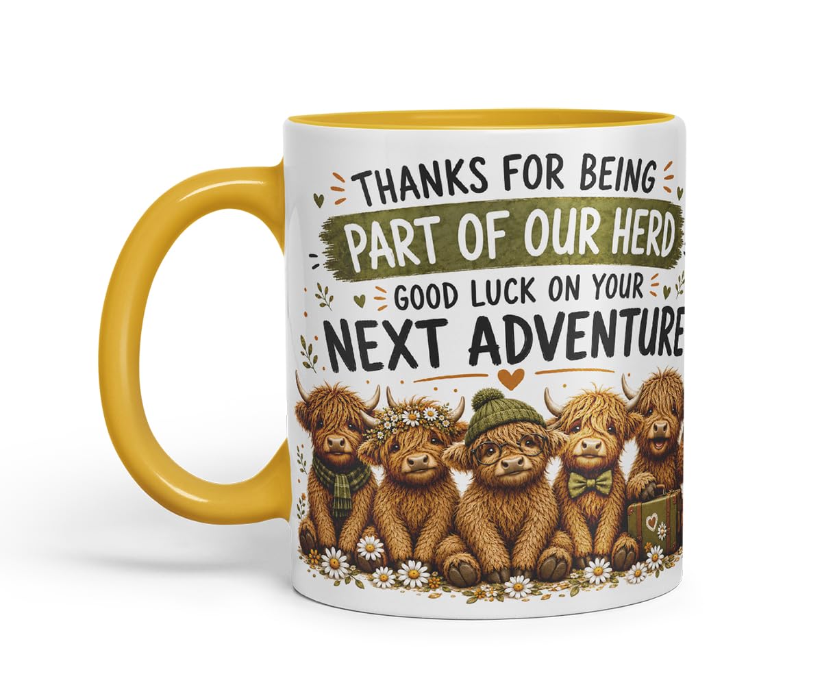 Vixar Thanks for Being Part of Our Herd Mug – Highland Cow Coworker Leaving Gift, 11oz (Black)