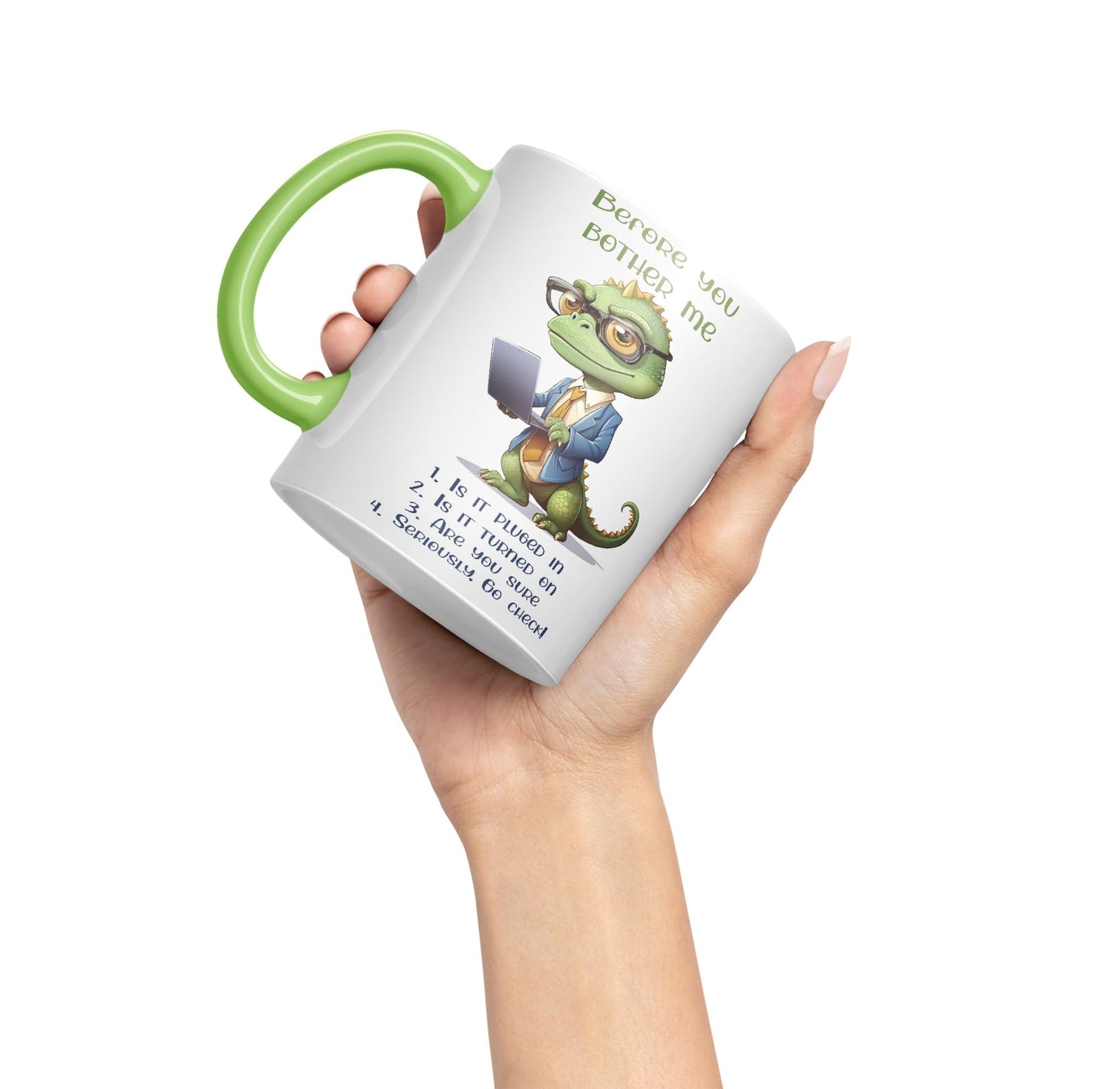 Before You Bother me Crocodile Joke sarkasm Sarcastic Ceramic Coloured Mug Cup for Tea Coffee Hot Brew 330ml 11Oz Gift