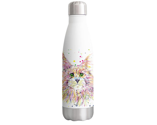 Vixar Maine Coon Big cat Kitten Pet Animals Watercolour Bottle double Wall insulated Stainless steel sport Drinks 500ml