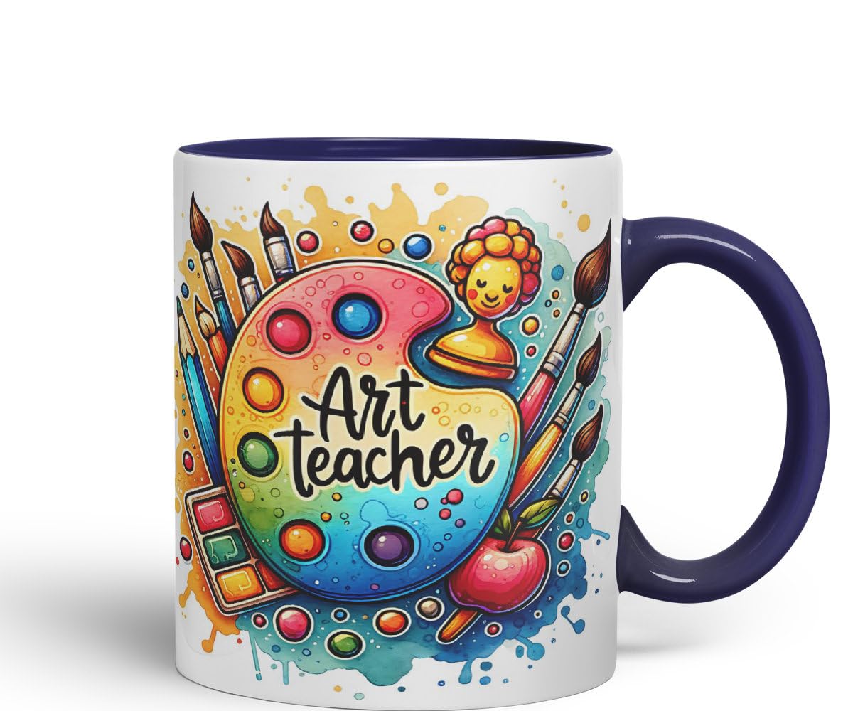 Vixar Art Teacher Mug Thank You, End of School Gift Ceramic Coloured Mug Cup for Tea Coffee Hot Brew 330ml 11Oz Gift