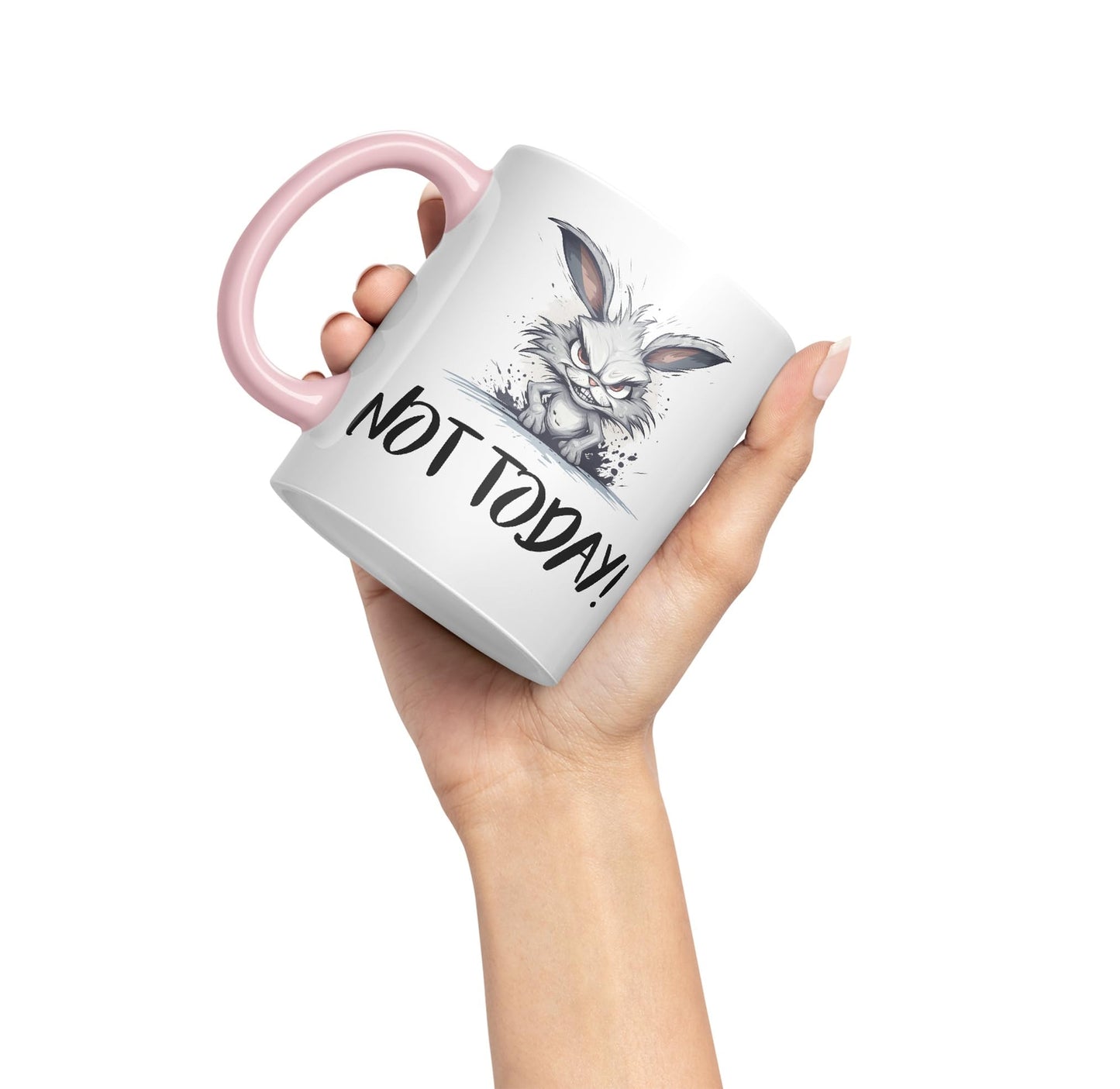 Not Today! Hunry Bunny Hare Joke sarkasm Sarcastic Ceramic Coloured Mug Cup for Tea Coffee Hot Brew 330ml 11Oz Gift