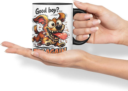 Vixar Good Boy Try Again Funny Dog Mug – Coloured Ceramic Mug Cup Gift, 11oz (Black)