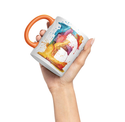 Letter E mug, Alphabet Letter E Monogram watercolour Ceramic Coloured Mug Cup for Tea Coffee Hot brew 330ml 11Oz Gift