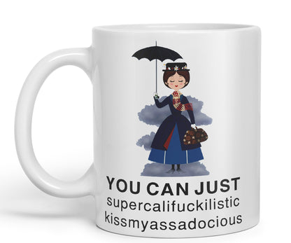 Vixar You Can Just Supercalifuckilistic Kissmyassadocious Mary Poppins Ceramic 330 ml Coloured Mug Cup Gift Tea Coffee Christmas Office Home Funny Joke