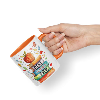 Vixar Best Teacher Mug Thank You, End of School Gift Ceramic Coloured Mug Cup for Tea Coffee Hot Brew 330ml 11Oz Gift Bta1