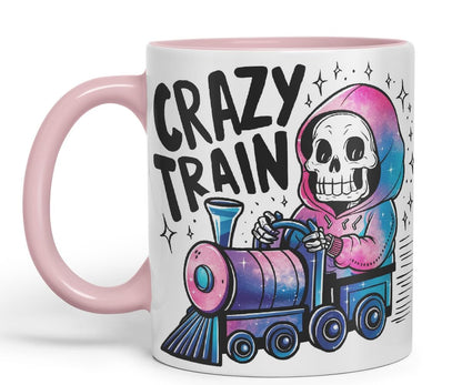 Vixar Crazy Train (Skeleton) – Coloured Ceramic Mug Cup Gift, 11oz (Black)