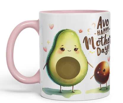 Vixar AVO Happy Mother’s Day Coloured Mug Cup Cute Avocado Gift 11oz (Black)
