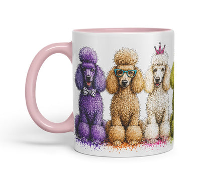Vixar Poodle Dog Mug – Cute Poodle Dog Coloured Ceramic Mug Cup Gift, 11oz (Black)