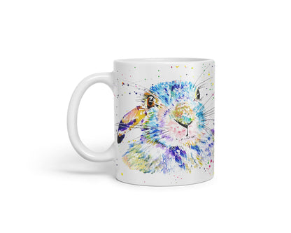 Vixar Bunny Rabbit Hare Animals Watercolour Art Coloured Mug Cup Gift Birthday Work Office Tea Coffee