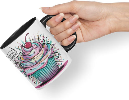 Vixar Don’t Be a Cntcake (Cupcake) – Coloured Ceramic Mug Cup Gift, 11oz (Black)