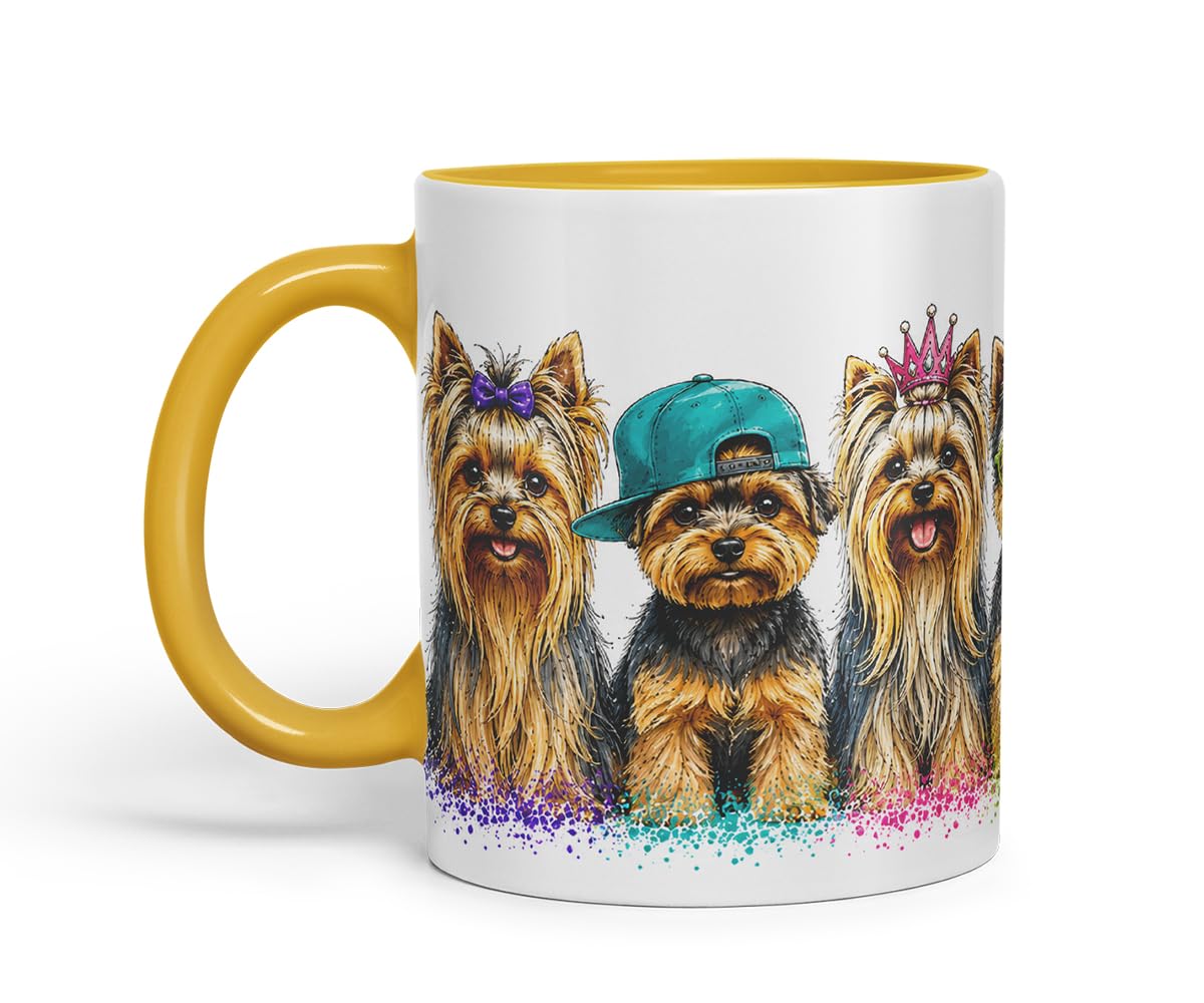 Vixar Yorkie Dog Mug – Cute Yorkshire Terrier Coloured Ceramic Mug Cup Gift, 11oz (Black)