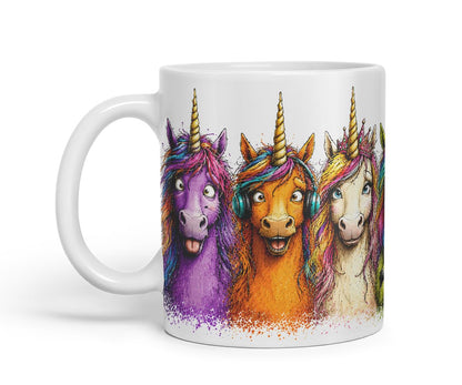 Unicorns Mug – Cute Unicorns Coloured Ceramic Mug Cup Gift, 11oz (Black)