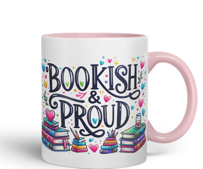 Vixar Bookish & Proud Coloured Mug Cup for Book Lovers 11oz (Black)