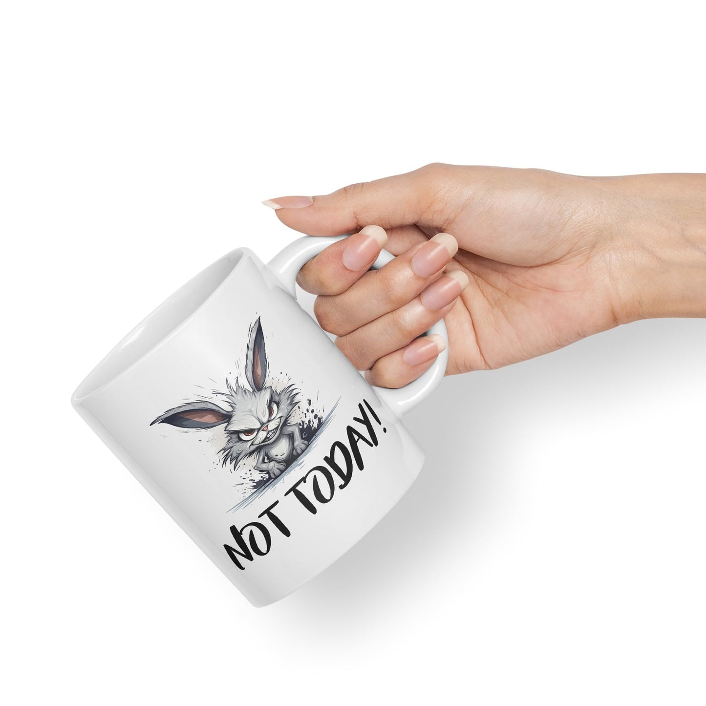 Not Today! Hunry Bunny Hare Joke sarkasm Sarcastic Ceramic Coloured Mug Cup for Tea Coffee Hot Brew 330ml 11Oz Gift