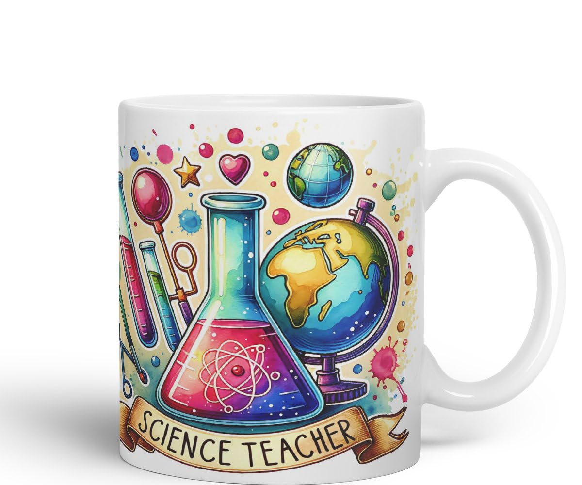 Vixar Science Teacher Teacher Mug Thank You, End of School Gift Ceramic Coloured Mug Cup for Tea Coffee Hot Brew 330ml 11Oz Gift