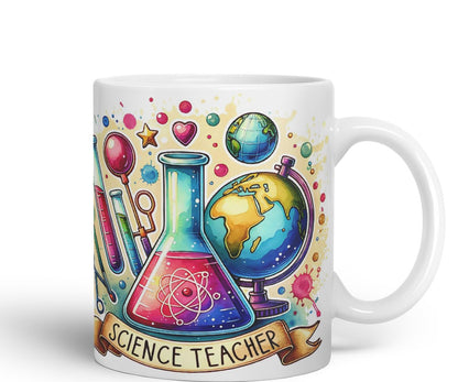Vixar Science Teacher Teacher Mug Thank You, End of School Gift Ceramic Coloured Mug Cup for Tea Coffee Hot Brew 330ml 11Oz Gift