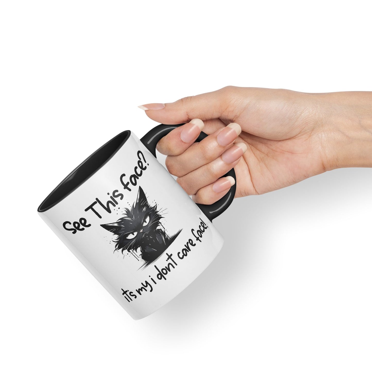 See This Face? Its My I Don't Care face! Cat Kitten Joke sarkasm Sarcastic Ceramic Coloured Mug Cup for Tea Coffee Hot Brew 330ml 11Oz Gift