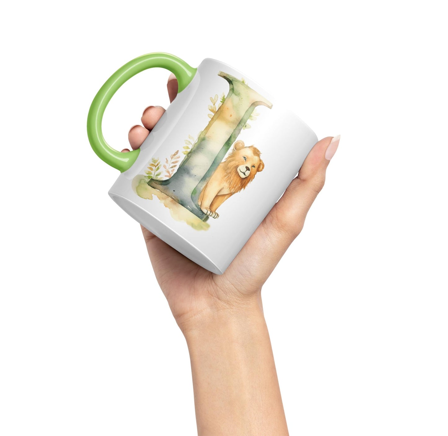 Letter I mug, Animals Alphabet Letter I Monogram animal for kids Ceramic Coloured Mug Cup for Tea Coffee Hot brew 330ml 11Oz Gift
