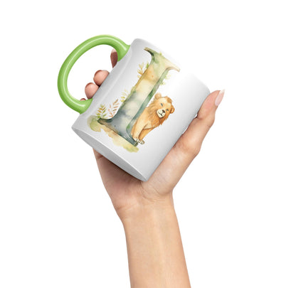 Letter I mug, Animals Alphabet Letter I Monogram animal for kids Ceramic Coloured Mug Cup for Tea Coffee Hot brew 330ml 11Oz Gift