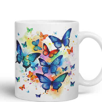 Vixar Ceramic Mug “Blue Butterflies” – Coloured Coffee & Tea Mug Cup 11oz 330ml (Cambridge Blue)