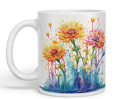 Vixar Calendula Garden Bloom Mug Coloured Ceramic Mug Cup Gift, 11oz (Orange)