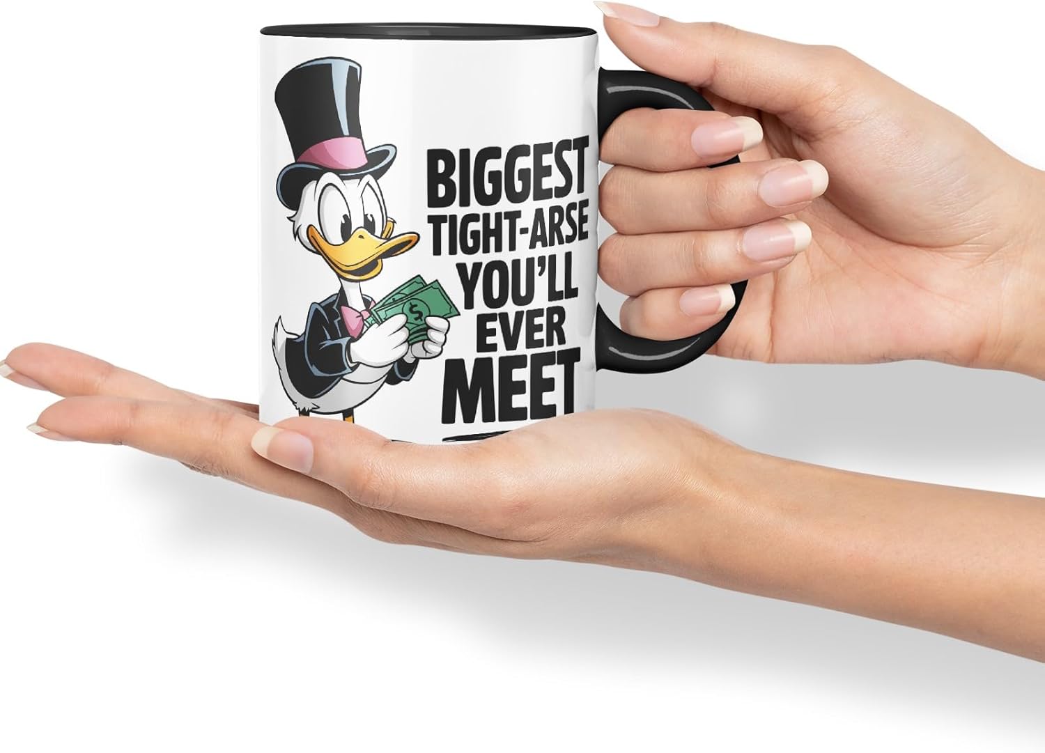 Vixar Biggest Tight-Arse You’ll Ever Meet Sarcastic Duck Coloured Ceramic Mug Cup Gift, 11oz (Black)