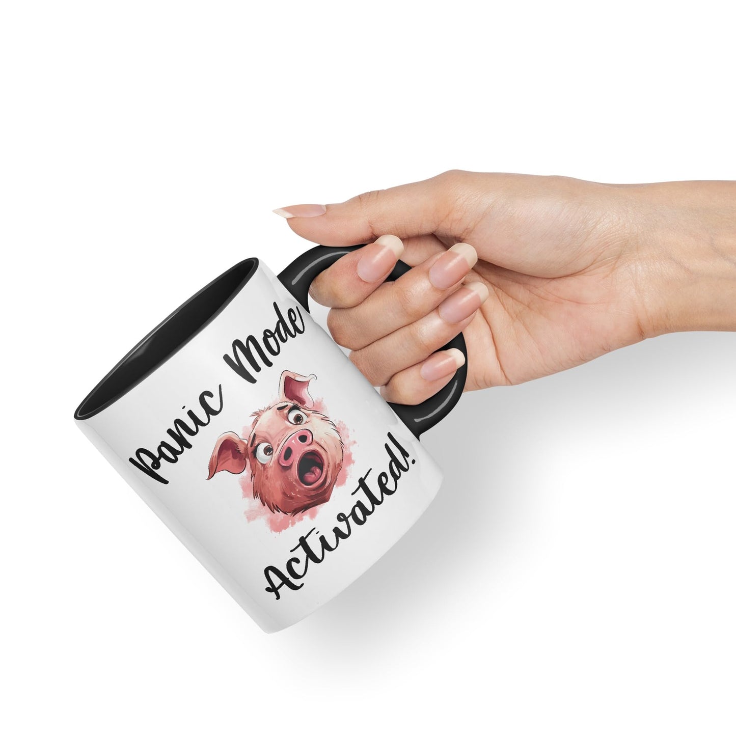 Panic Mode Activated! Pig Joke sarkasm Sarcastic Ceramic Coloured Mug Cup for Tea Coffee Hot Brew 330ml 11Oz Gift