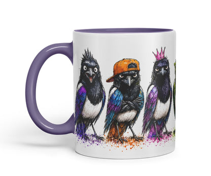 Vixar Magpie Bird Mug – Cute Magpie Bird Coloured Ceramic Mug Cup Gift, 11oz (Black)