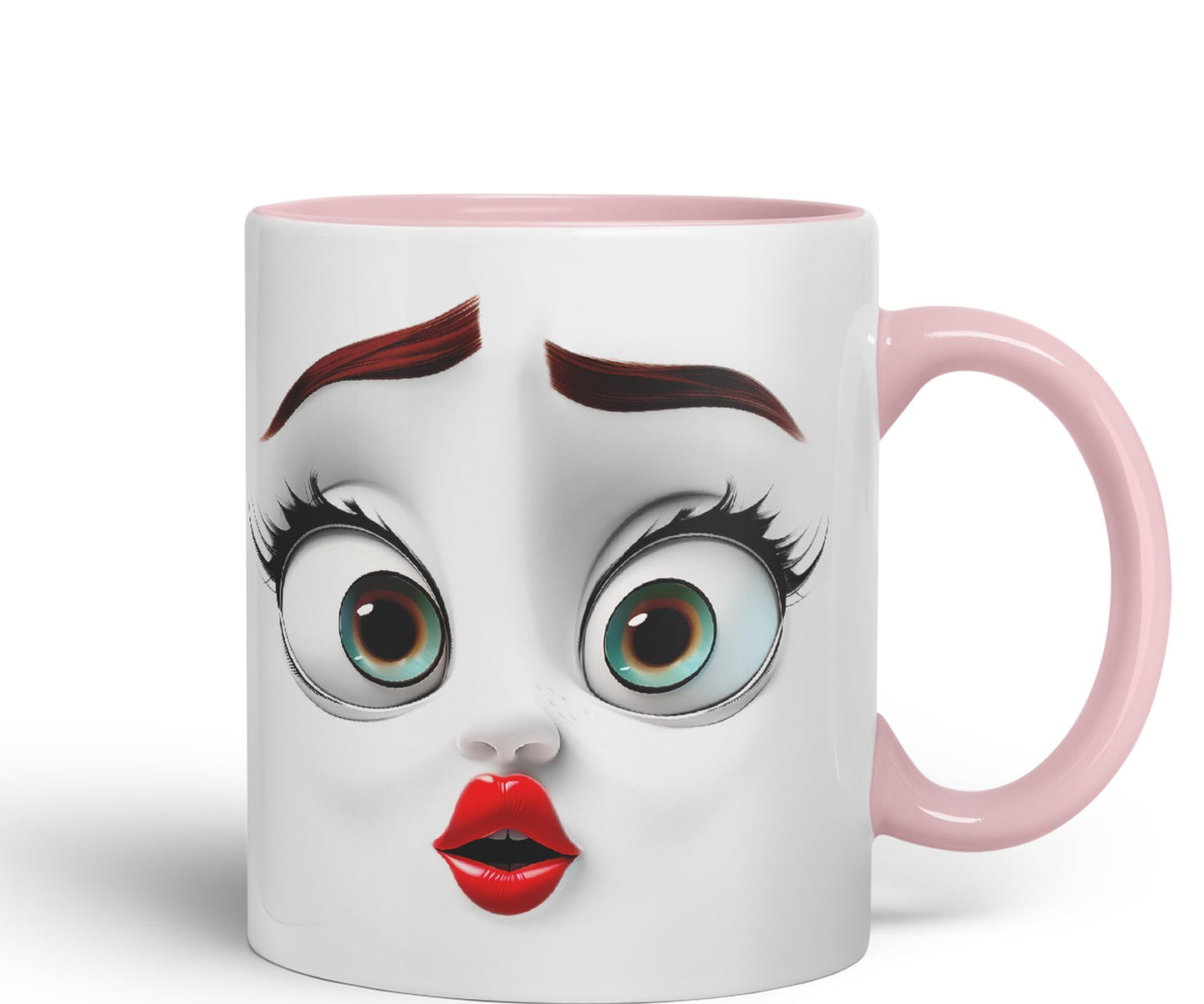 Face Eyes Nose mounts Eyebrows Joke sarkasm Ceramic Coloured Mug Cup for Tea Coffee Hot Brew 330ml 11Oz Gift