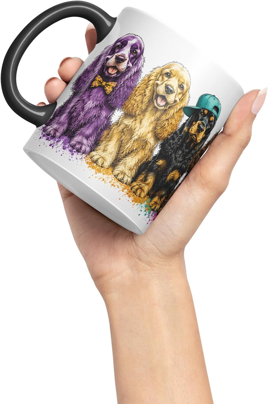 Vixar Cocker Spaniel Dog Mug – Cute Cocker Spaniel Coloured Ceramic Mug Cup Gift, 11oz (Black)