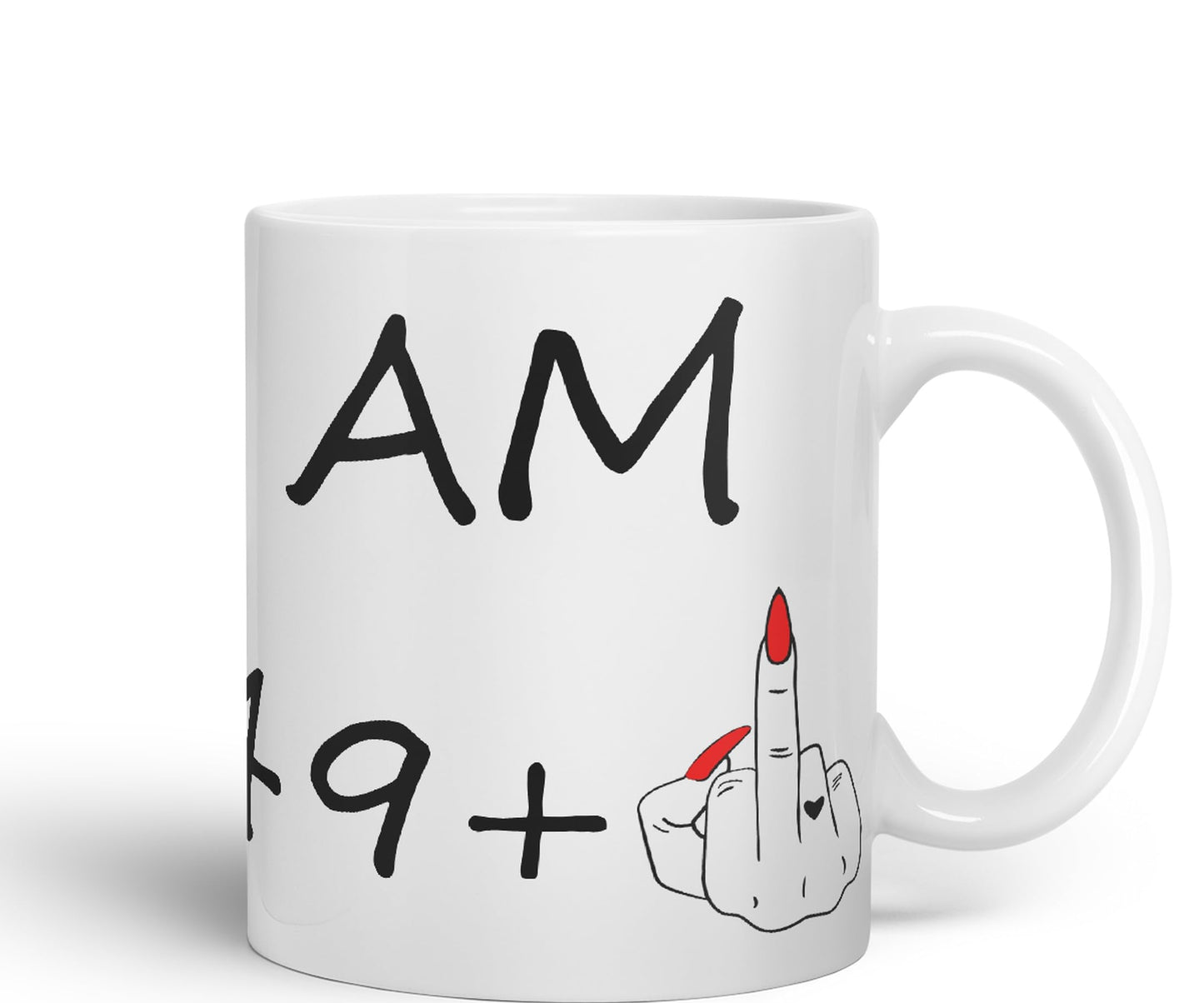 Vixar I am 49 + 1 Woman Hand Ceramic 330 ml, 11oz Coloured Mug Cup Gift Coffee Tea Happy Birthday Turning 50 Years Old as a Joke Celebration 50th Birthday Gift idea