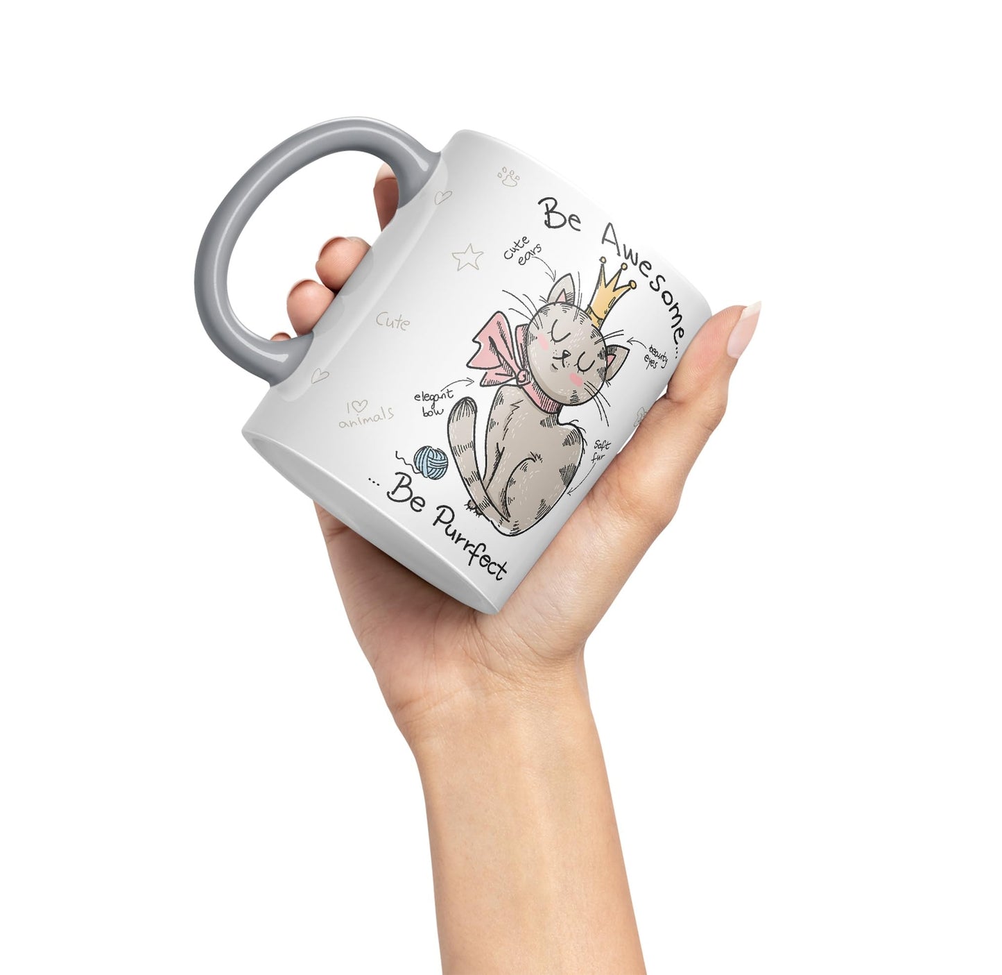 Vixar Be Awesome... Cat Ceramic Coloured Mug Cup Gift Tea Coffee Christmas Office Home Sarcastic Joke