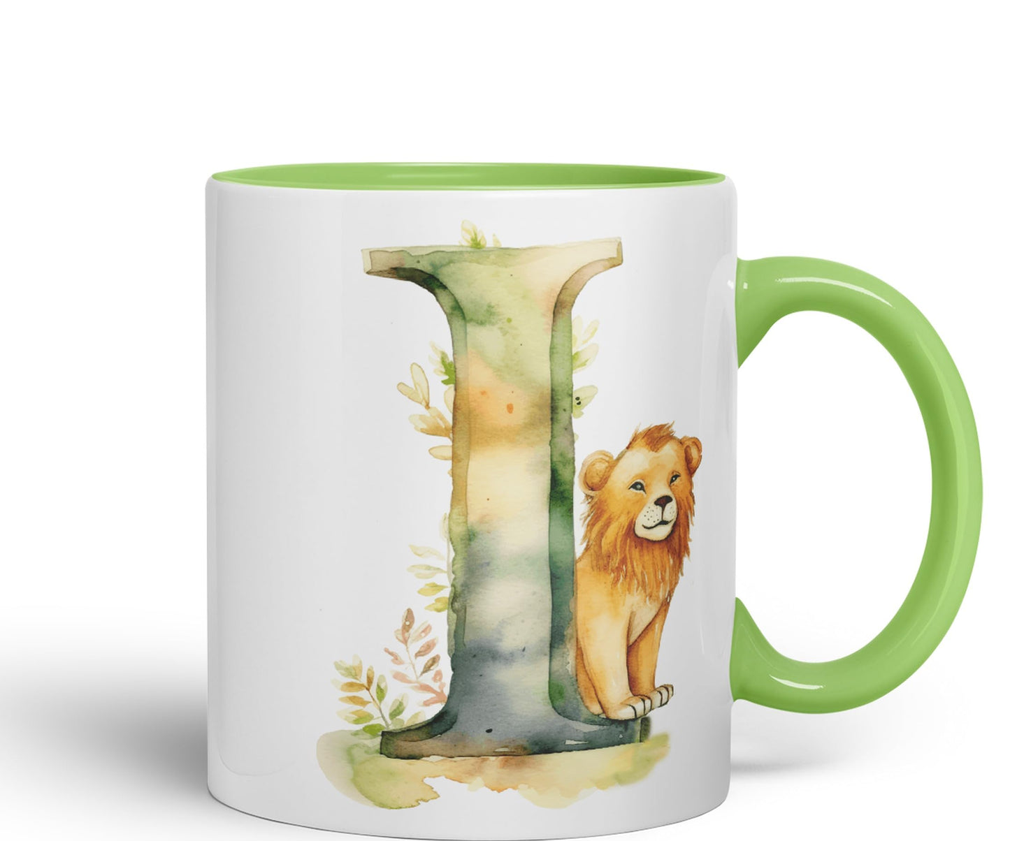 Letter I mug, Animals Alphabet Letter I Monogram animal for kids Ceramic Coloured Mug Cup for Tea Coffee Hot brew 330ml 11Oz Gift