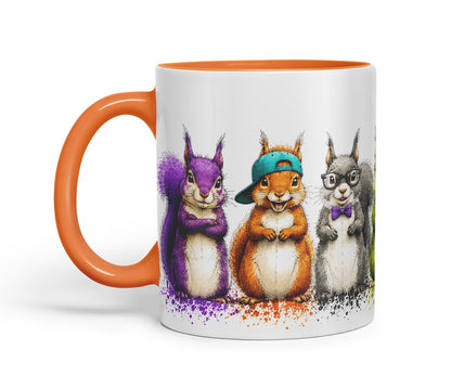 Squirrels Mug – Cute Squirrels Coloured Ceramic Mug Cup Gift, 11oz (Black)