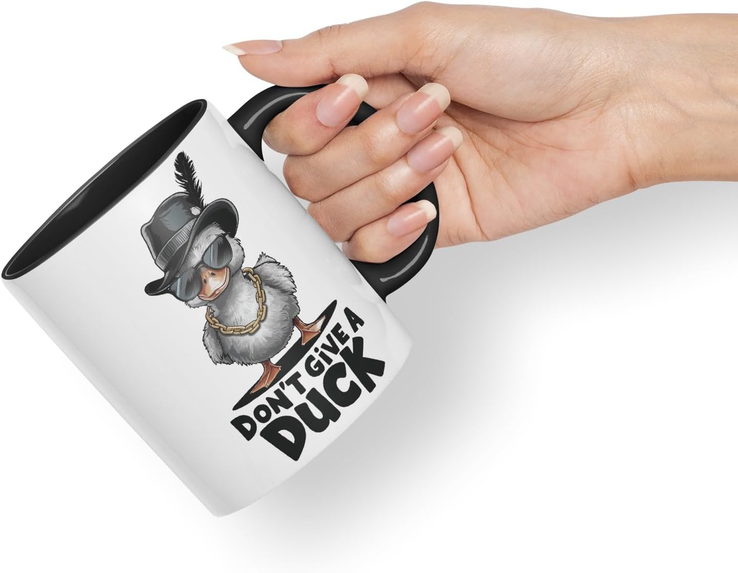 Vixar Don’t Give a Duck – Coloured Ceramic Mug Cup Gift, 11oz (Black)