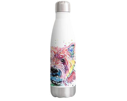 Vixar West Highland terrier Dog pet Animals Watercolour Bottle double Wall insulated Stainless steel sport Drinks 500ml