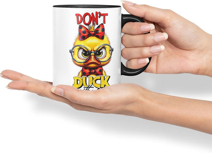 Vixar Don’t Duck with Me Coloured Ceramic Mug Cup 11oz Funny Sarcastic Gift (Black)
