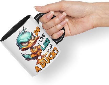 Vixar Do I Look Like I Give a Duck? Coloured Ceramic Mug Cup 11oz Funny Sarcastic Gift (Black)
