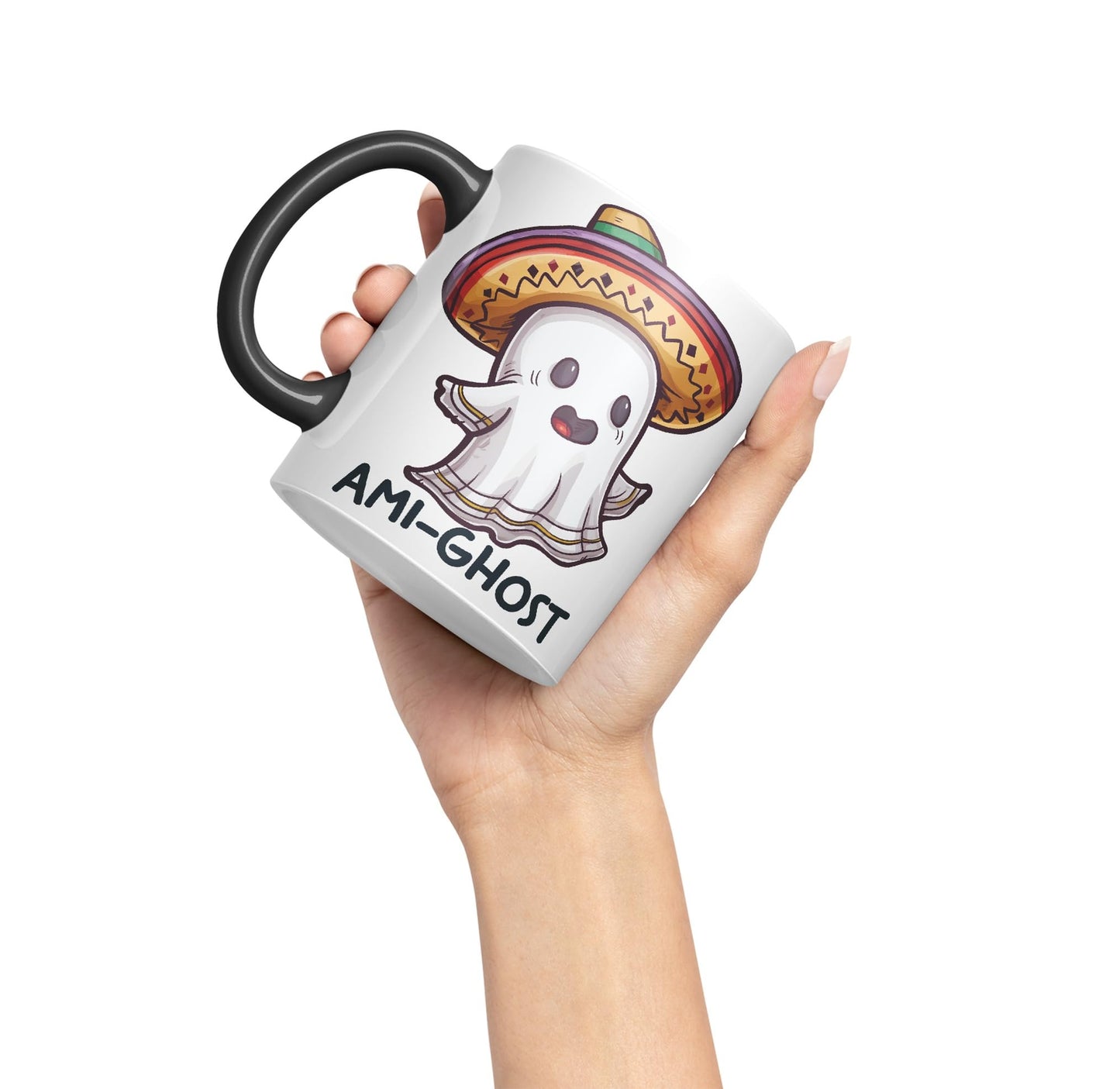 Ami-Ghost, Mexican hat Ghost Joke sarkasm Sarcastic Ceramic Coloured Mug Cup for Tea Coffee Hot Brew 330ml 11Oz Gift