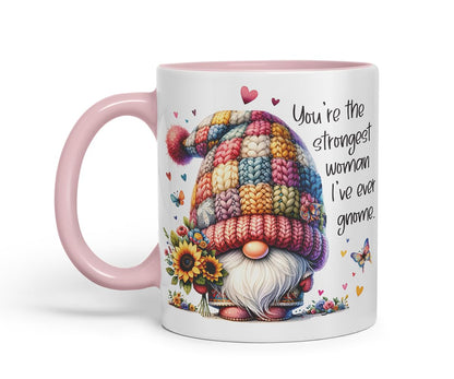 Vixar You're the Strongest Woman I've Ever Gnome Mom Mother Mum Mug – Coloured Ceramic Mug Cup Gift, 11oz (Black)
