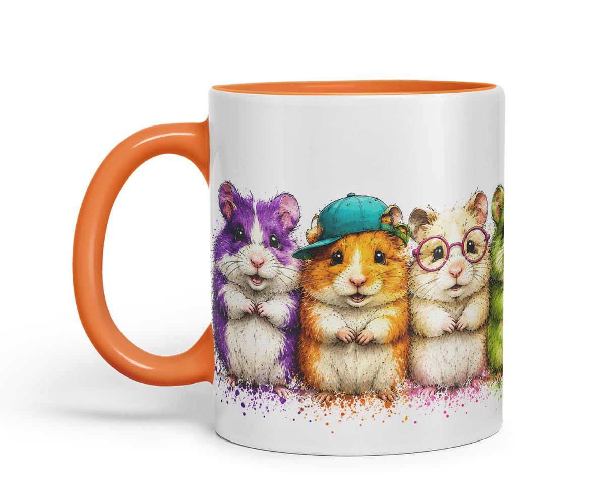 Vixar Hamster Mug – Cute Hamster Animal Coloured Ceramic Mug Cup Gift, 11oz (Black)