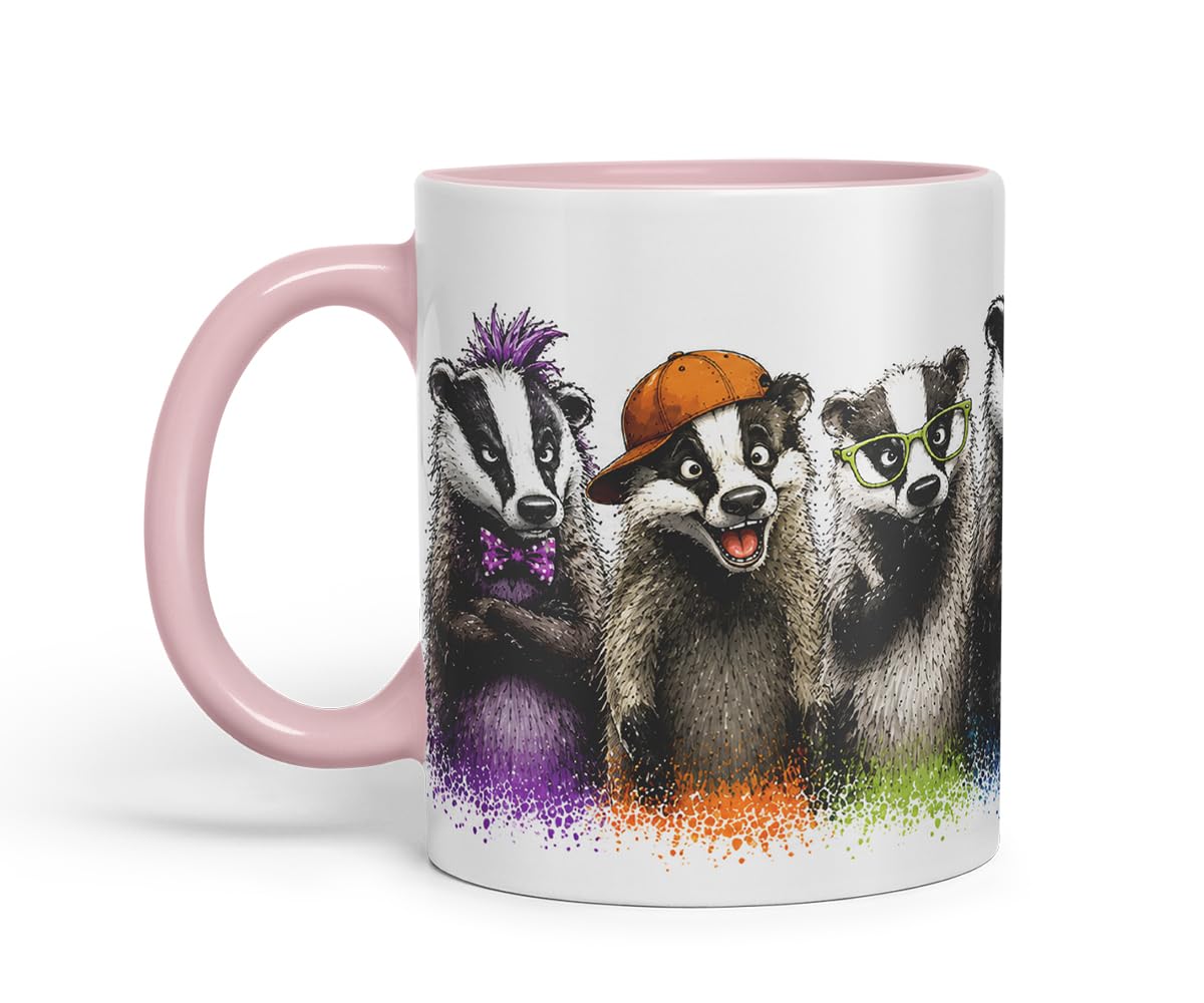 Vixar Funny Badger Mug – Cute Badger Animal Coloured Ceramic Mug Cup Gift, 11oz (Black)