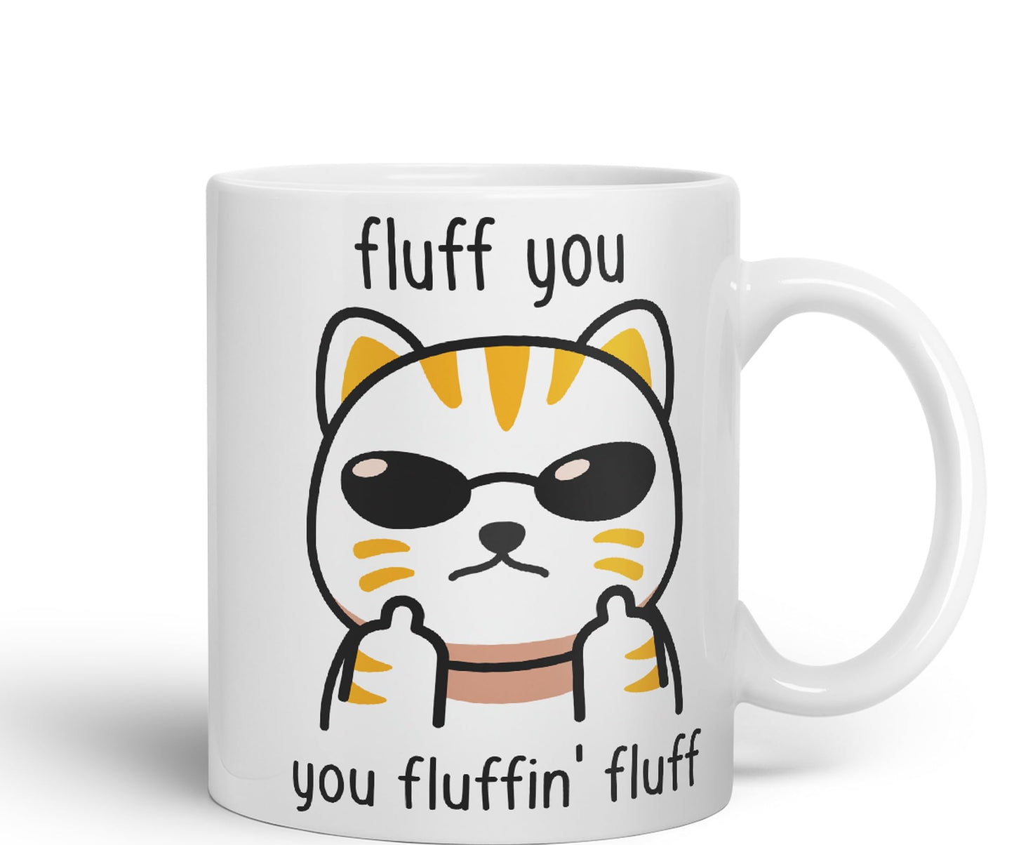 Vixar Fluff You Cat Joke Adult Ceramic Mug Coloured Mug Cup Gift Tea Coffee Christmas Office Home