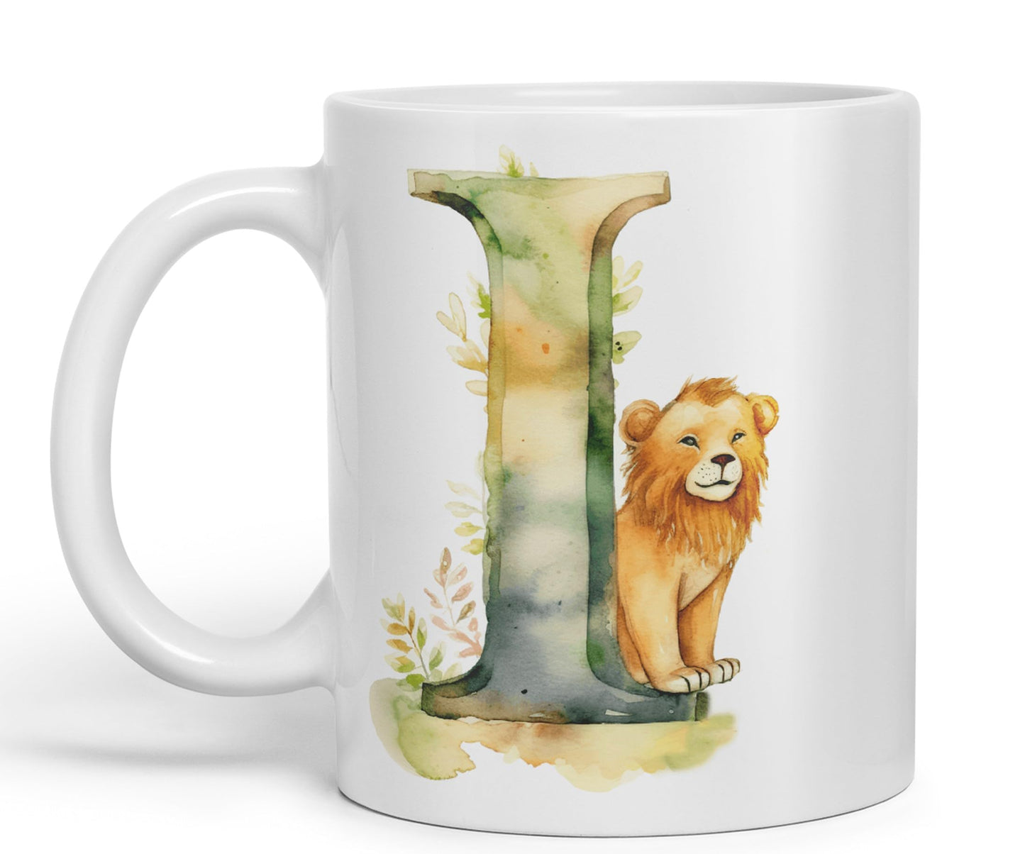 Letter I mug, Animals Alphabet Letter I Monogram animal for kids Ceramic Coloured Mug Cup for Tea Coffee Hot brew 330ml 11Oz Gift