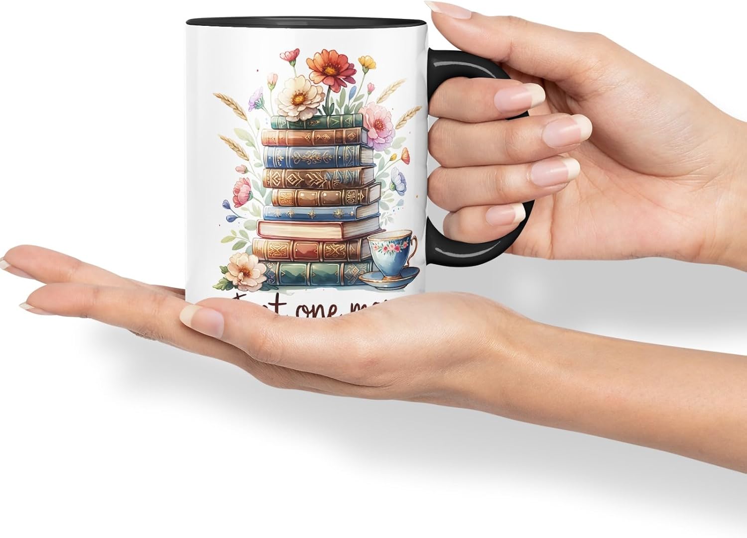 Vixar Just One More Chapter Coloured Mug Cup Cozy Reading Gift 11oz (Black)