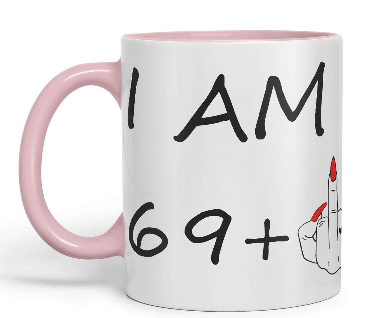 Vixar I am 69 + 1 Woman Hand Ceramic 330 ml, 11oz Coloured Mug Cup Gift Coffee Tea Happy Birthday Turning 70 Years Old as a Joke Celebration 70th Birthday Gift idea