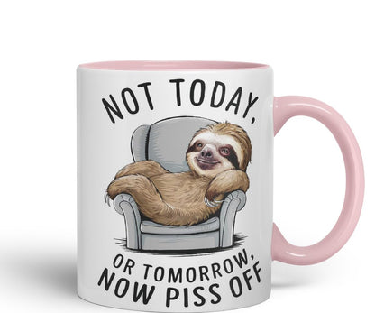 Vixar Not Today, Or Tomorrow, Now P** Sarcastic Sloth Coloured Ceramic Mug Cup Gift, 11oz (Black)