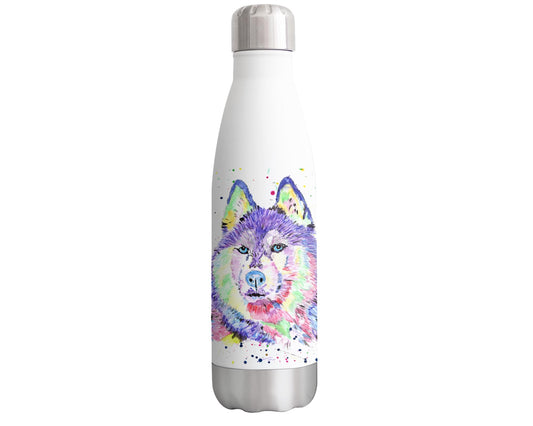 Vixar Husky Snow dog Pet Animals Watercolour Bottle double Wall insulated Stainless steel sport Drinks 500ml